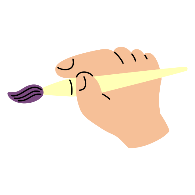 Hand hält einen Pinsel